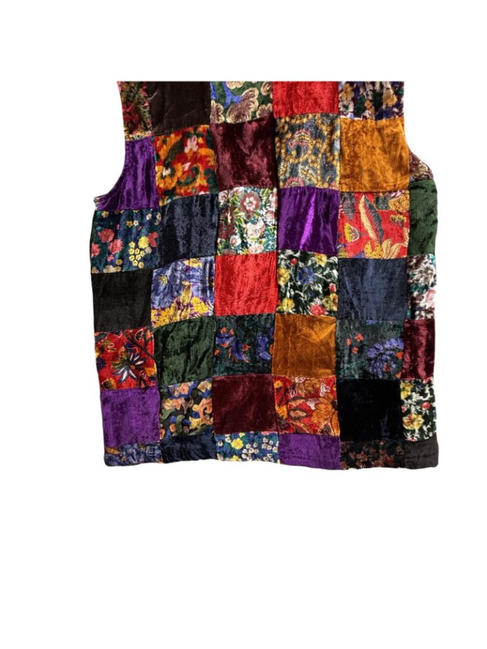 Vintage Camille & Co Vest Womens XL Velvet Patchwork Floral Boho Made USA 90s - Picture 9 of 14